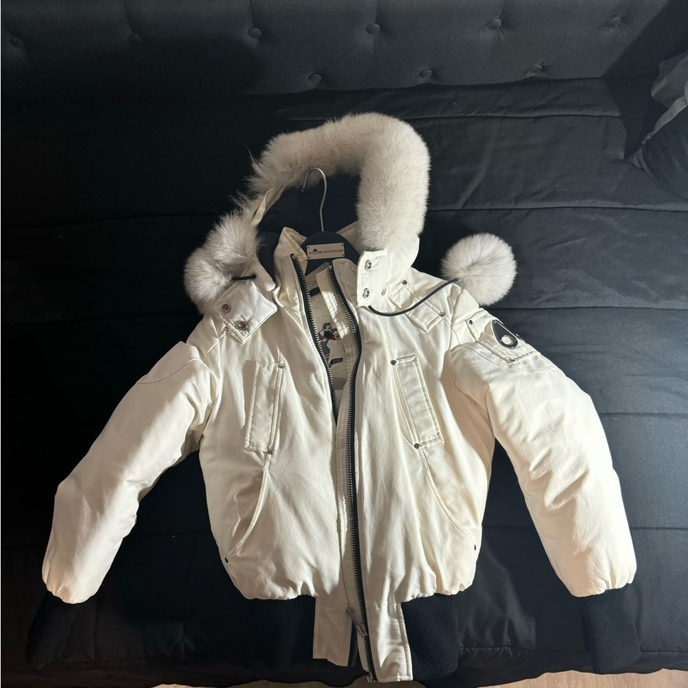 Moose knuckle shearling bomber jacket.